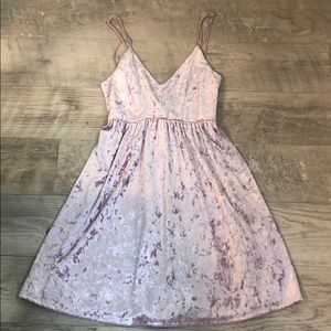 🔴Pink crushed velvet fit and flare dress